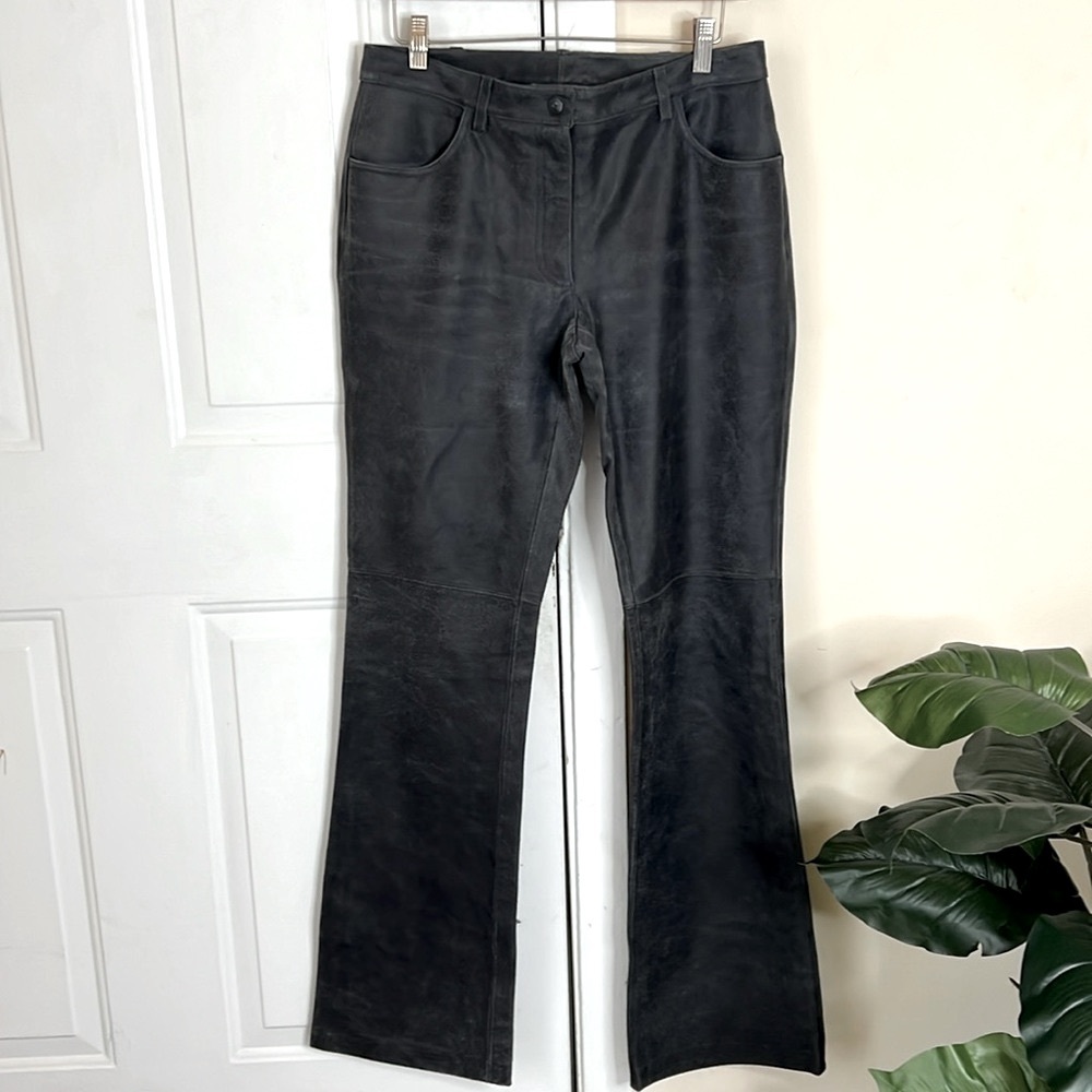 Vintage Worth Gray Suede Leather Pants Embossed Leg Motorcycle‎ Size 4
